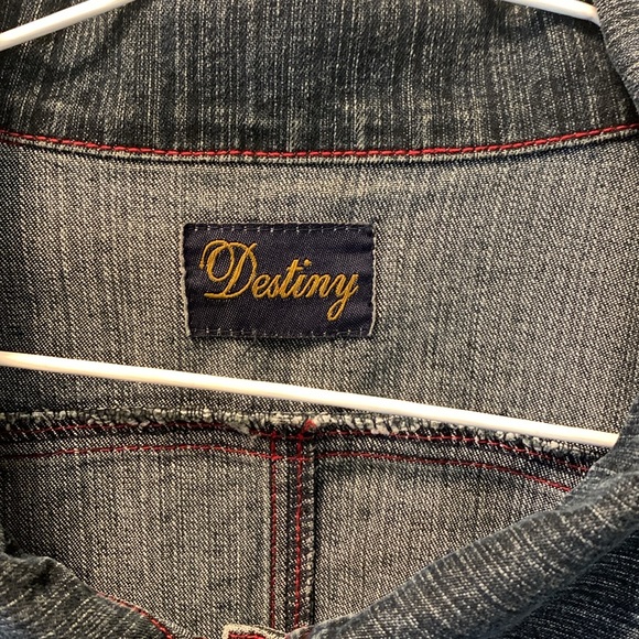 Destiny Blue Denim Jacket Red Trim Size 2X - Picture 2 of 12